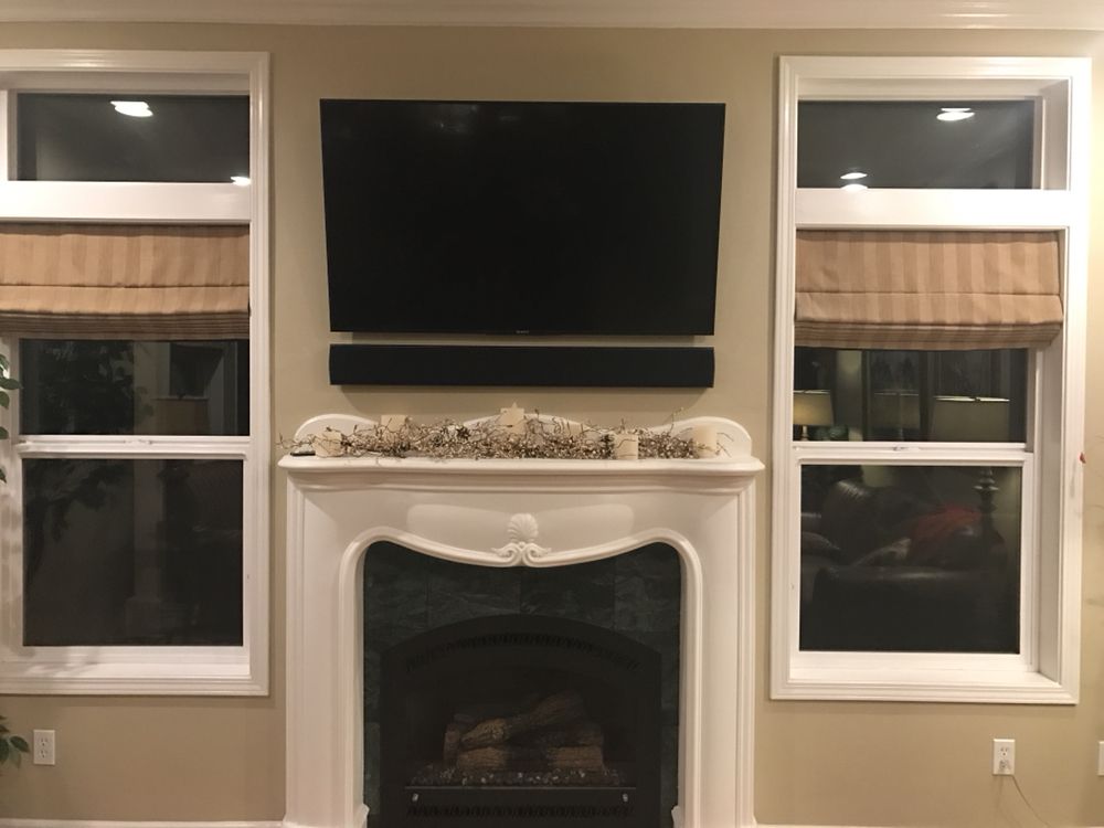 Tv Mounted Over Fireplace With An Episode Soundbar Underneath Yelp Photo Of Connected Integration Sacramento Ca United States Tv Mounted Over Fireplace