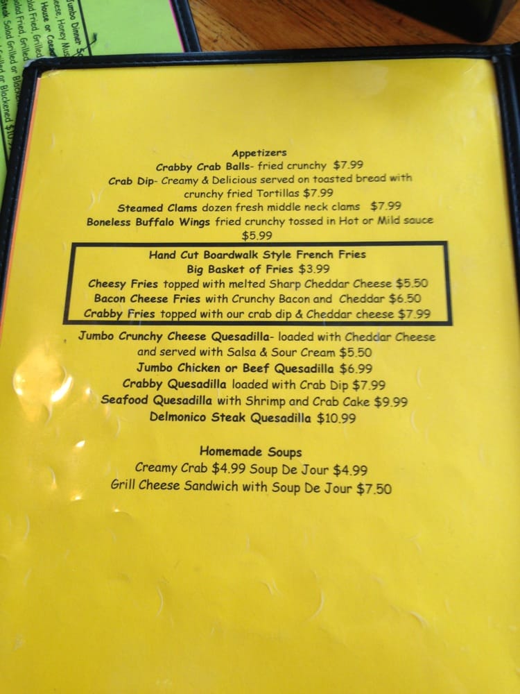 Online Menu of The Crusty Crab Restaurant, Greenbackville, Virginia
