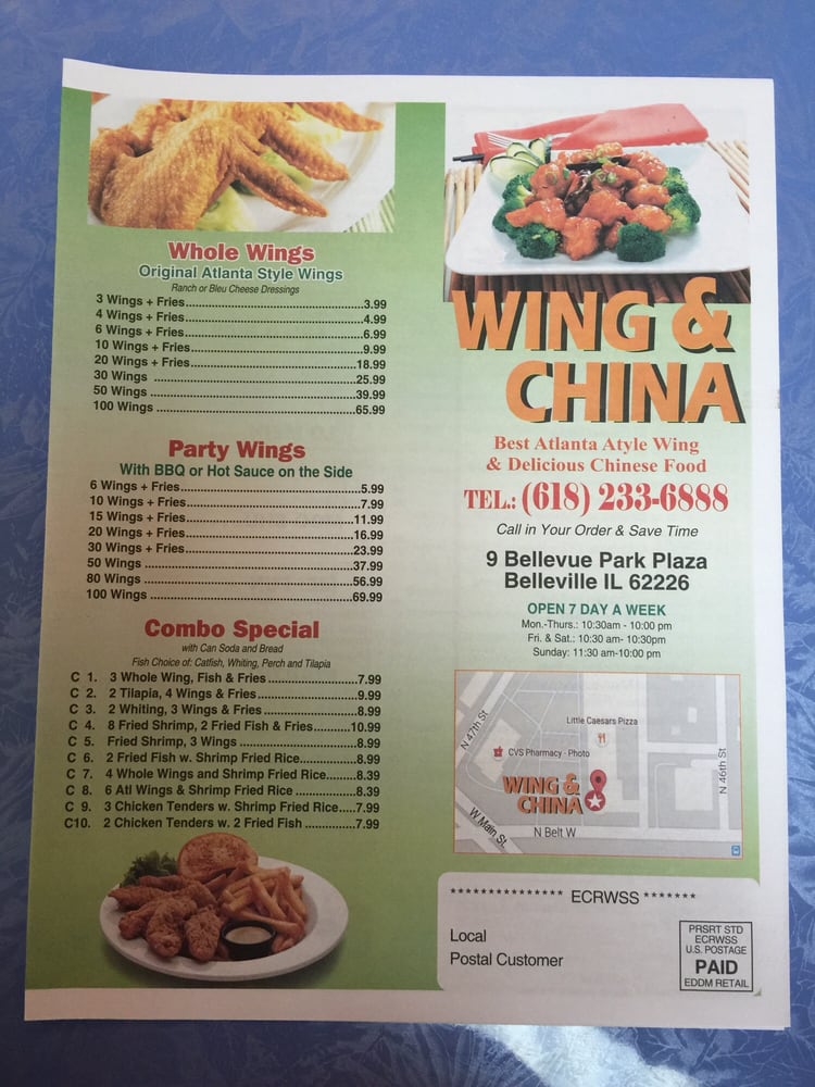 Wing China Chicken Wings 9 Bellevue Park Plz, Belleville, IL