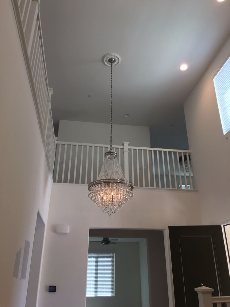 Foyer Chandelier On 20 Foot Ceiling Done By Our Amazing