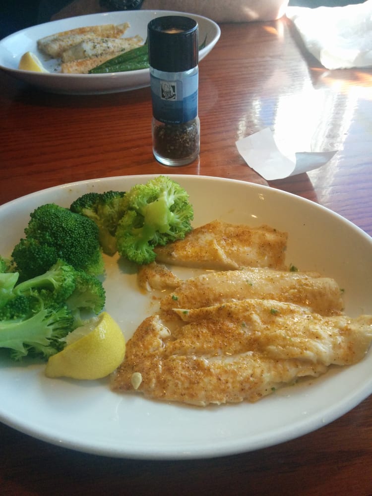 Oven broiled flounder and broc. Amazing healthy lunch and our server