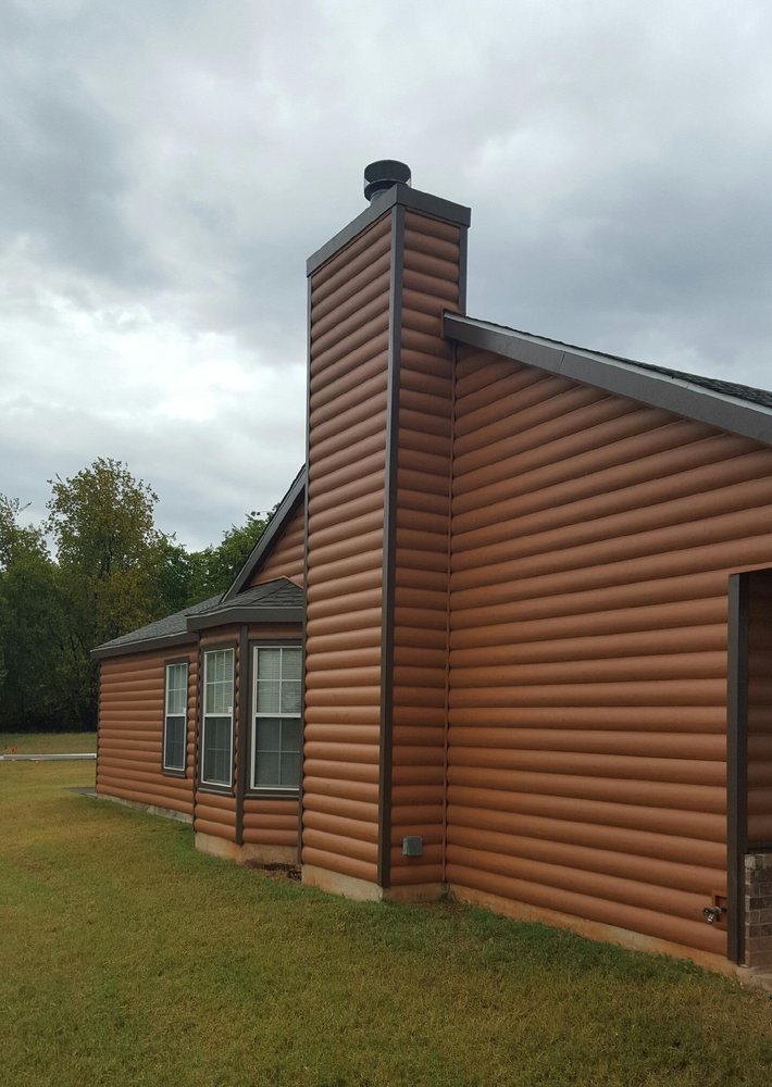 Vinyl Log Cabin Style Siding With Solid Foam Back Yelp Photo Of Affordable Construction Co Norman Ok United States Vinyl Log Cabin