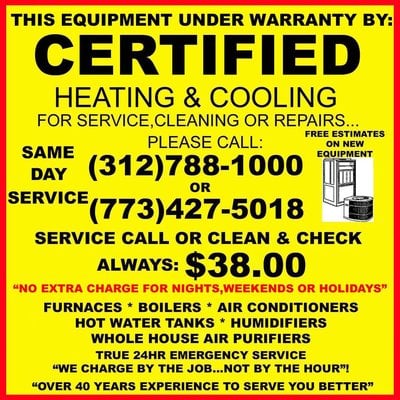 image of business Certified Heating & Cooling Company
