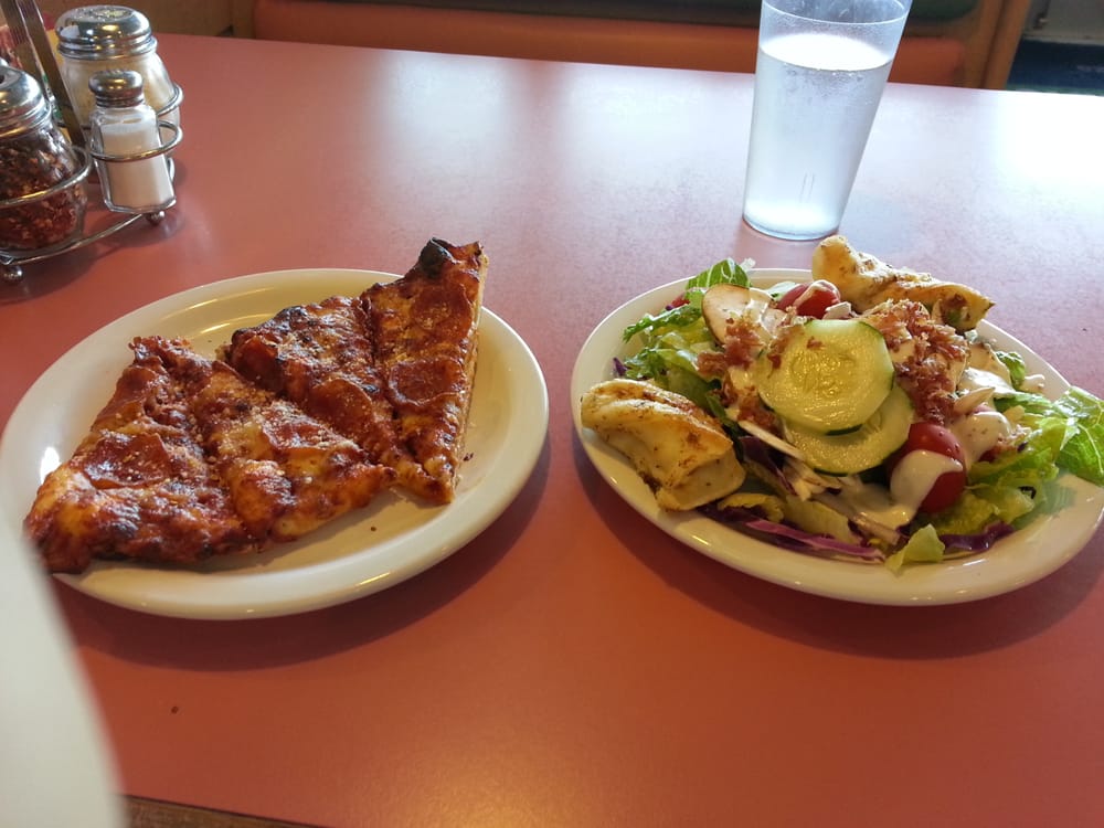 Pepperoni And Food From The Salad Bar Yelp Photo Of Round Table Sunnyvale Ca United States Pepperoni And