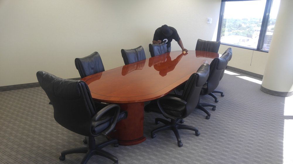 Refurbished 12 Veneer Conference Table W New Premium Leather Grade Photo Of Millennium Office Solutions And Technology Dallas Tx United States Refurbished