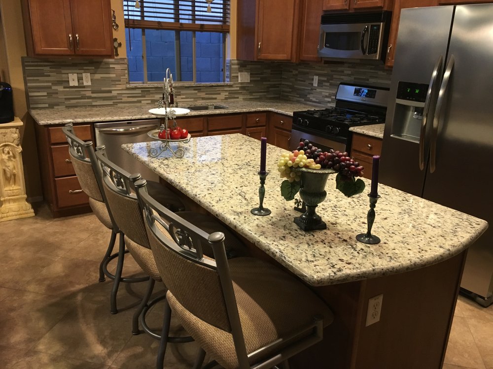 Santa Cecilia Rio Granite With Half Bullnose Edge And Gl Tile Photo Of Granite Phoenix Az United States Santa Cecilia Rio