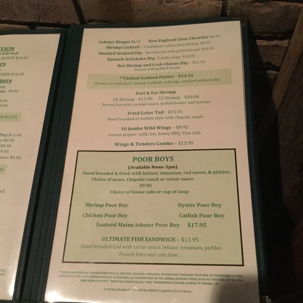 Online Menu Of Oyster House Restaurant Pine Mountain Georgia