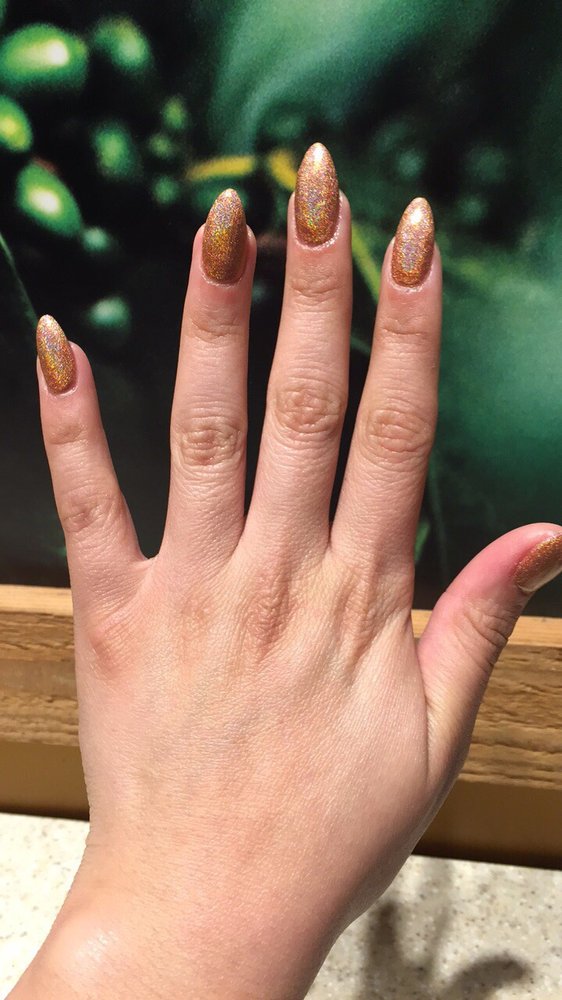 Rose Gold Almond Shaped Nails Yelp Photo Of Nail Studio By Anne Long Beach Ca United States Rose