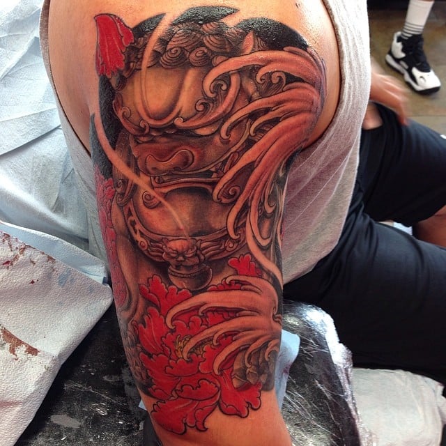 Photo of Red Buddha Tattoo - Garden Grove, CA, United States. Foo dog