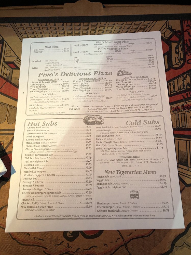 Online Menu of Pinos Pizza Restaurant, Courtland, Virginia, 23837 Zmenu