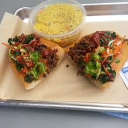 Photo of Mendocino Farms - Irvine, CA, United States. Bulgogi sandwich and curry cous cous side