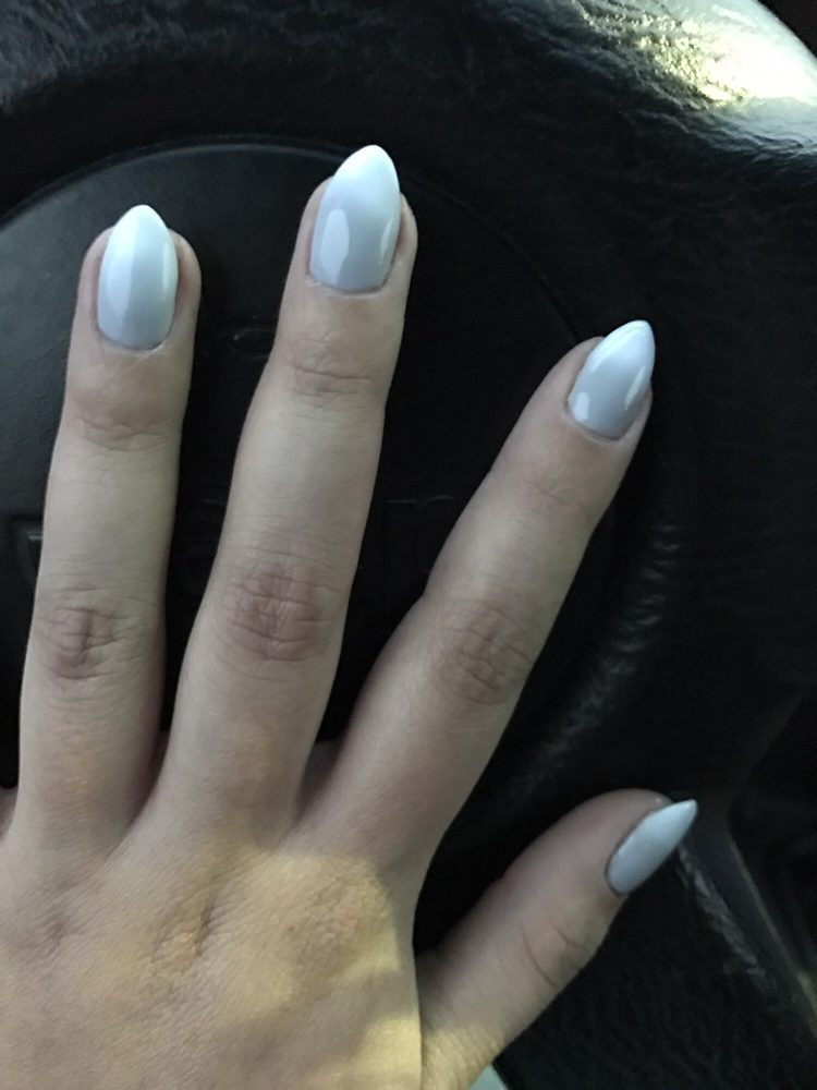 Natural Almond Shaped Nails White To Grey Ombré Yelp Photo Of Lush Nail Spa Aurora Co United States Natural Almond Shaped