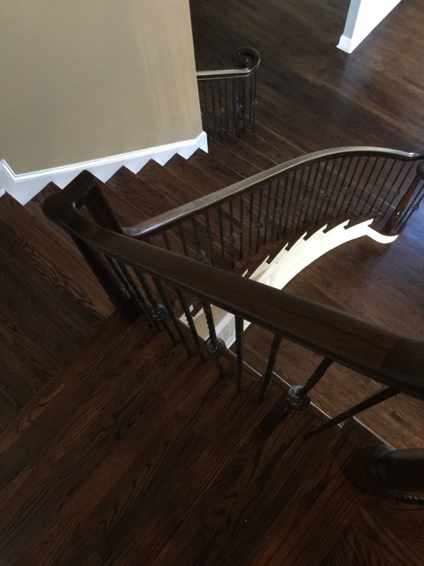 Refinishing All Stair Parts Including Handrails And Newel Posts To Photo Of Accent Wood Floors Charlotte Nc United States Refinishing All Stair