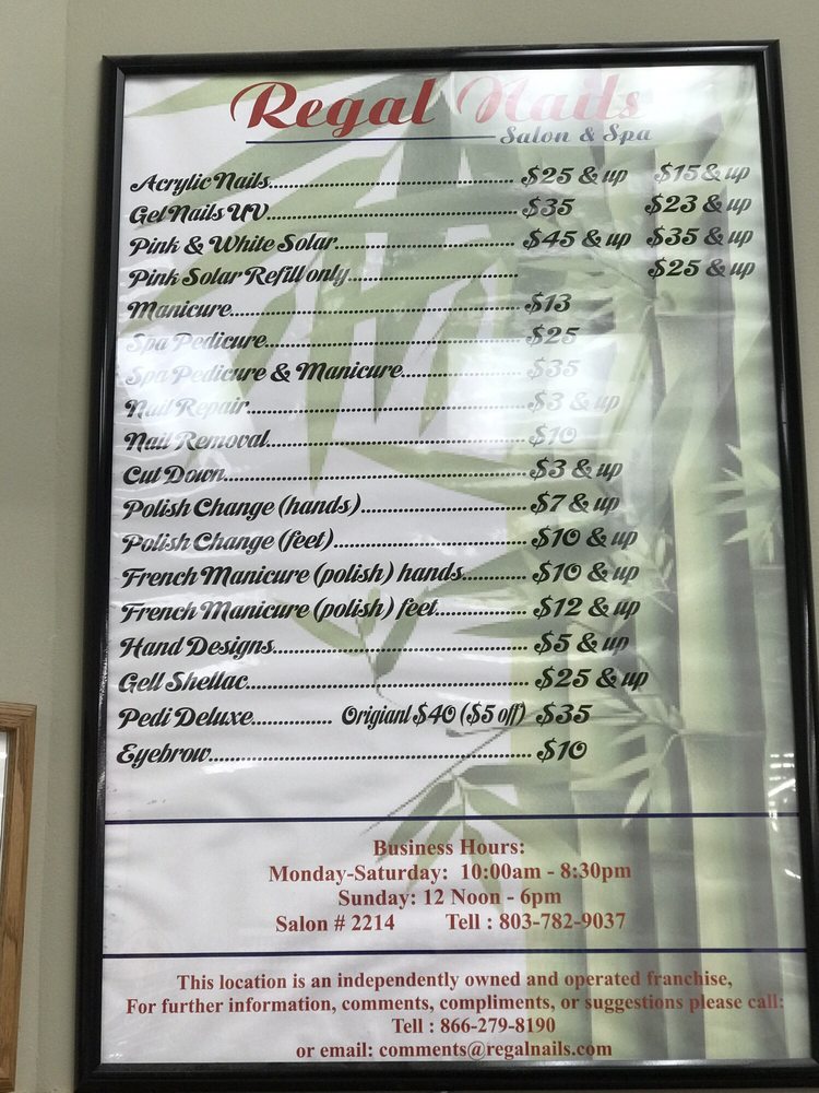 Regal Nails Nail Salons 5420 Forest Dr, Columbia, SC Phone Number