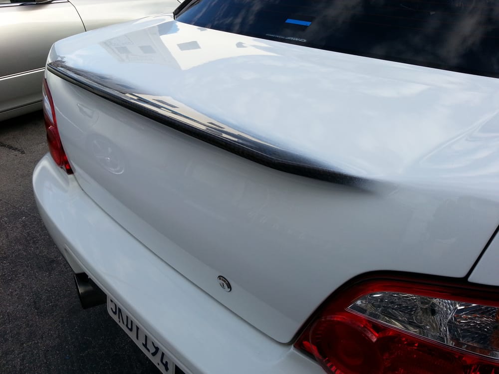 Carbon Fiber Trunk Paint Matched To Subaru Aspen White With Lip Left Photo Of Western Auto Body Gardena Ca United States Carbon Fiber Trunk