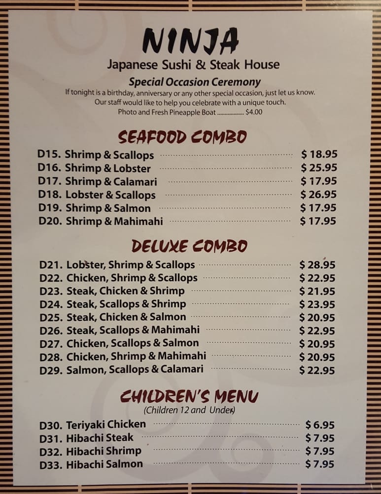 Ninjs Menu Ninja Japan Menu : Dining With Ninjas: Full Course Menu at Ninja ...