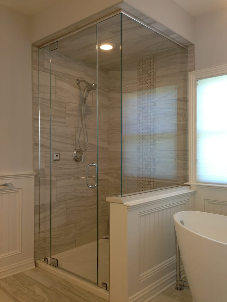 Frameless Shower Door With Fixed Panel Side Photo Of Showerman Manan Nj United States Frameless Shower Door With Fixed
