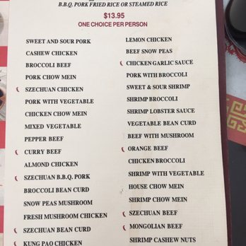 Sonora Chinese Restaurant Menu Sonora Chinese Restaurant Menu