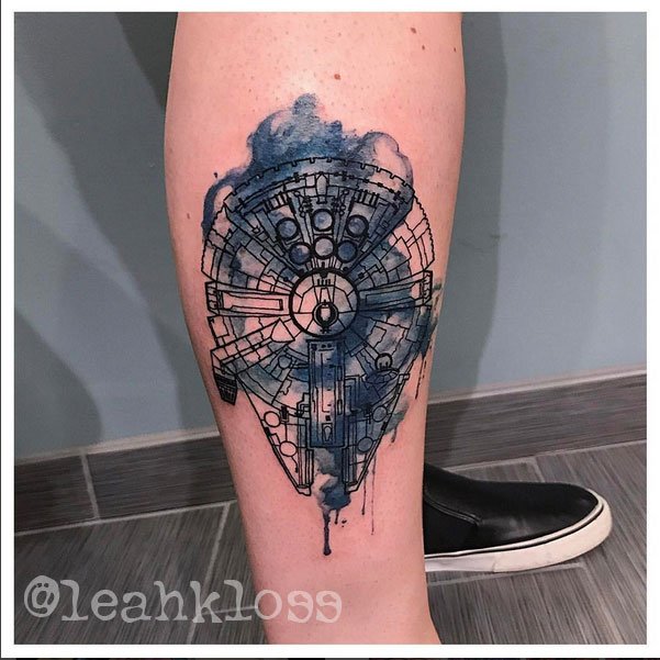 millennium falcon watercolor tattoo by leah kramer yelp millennium falcon watercolor tattoo by leah kramer yelp