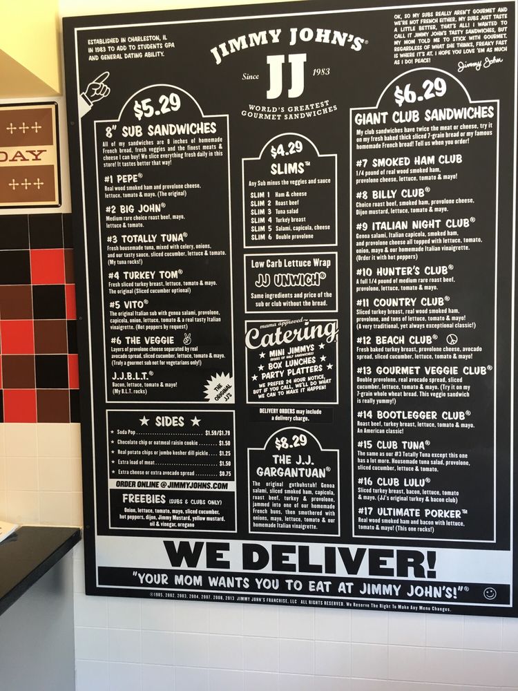 Online Menu Of Jimmy Johns Restaurant Chantilly Virginia 20151