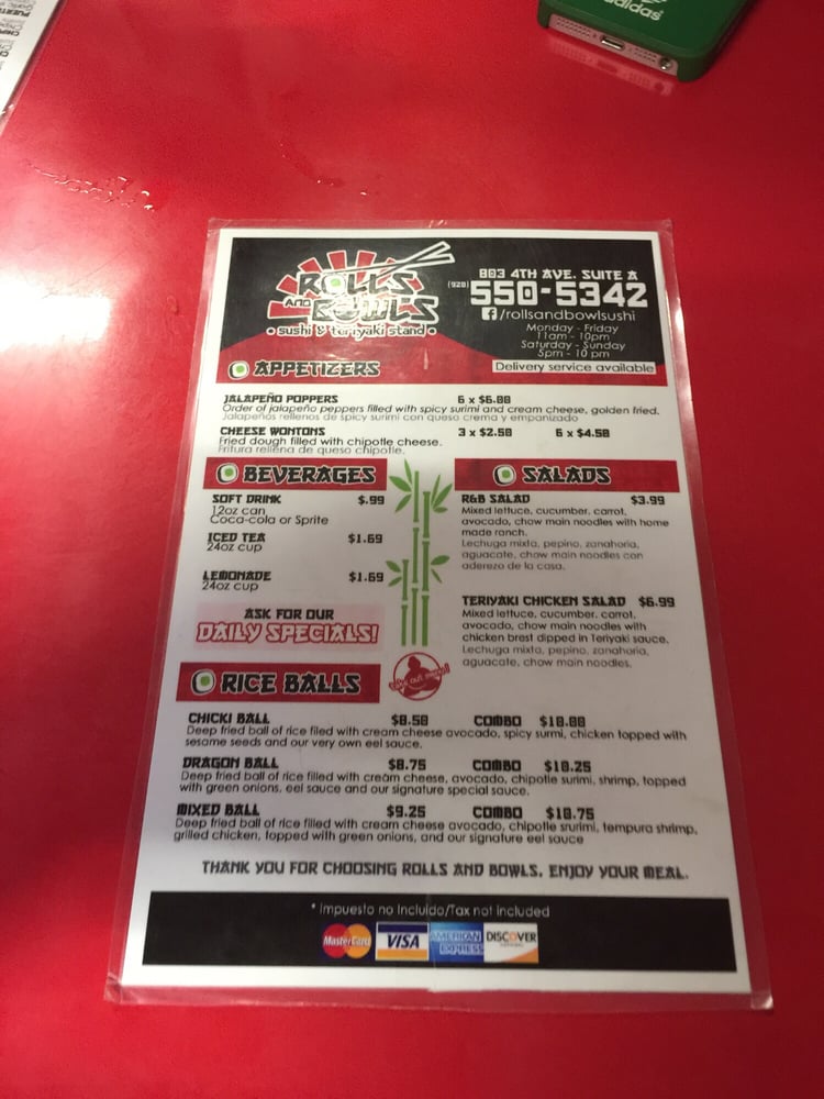 Rolls and Bowls Sushi Bars 1627 Juan Sanchez Blvd, San Luis, AZ Restaurant Reviews Phone