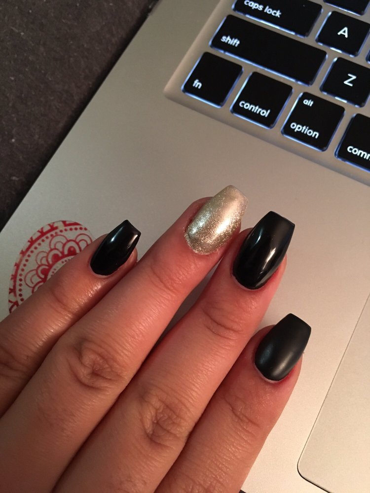 Love My Coffin Nails By Johnny Black Gel Polish Chrome On Ring Photo Of Saigon Nails Rockaway Nj United States Love My Coffin