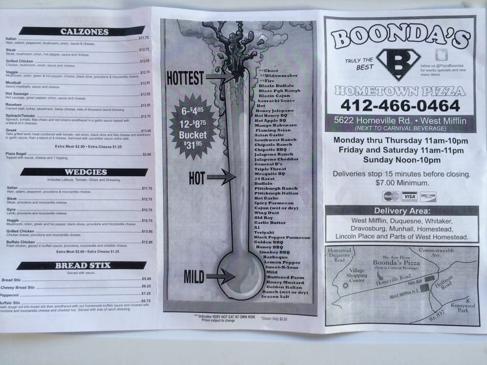 Boonda’s 11 Reviews Pizza 5622 Homeville Rd, West Mifflin, PA