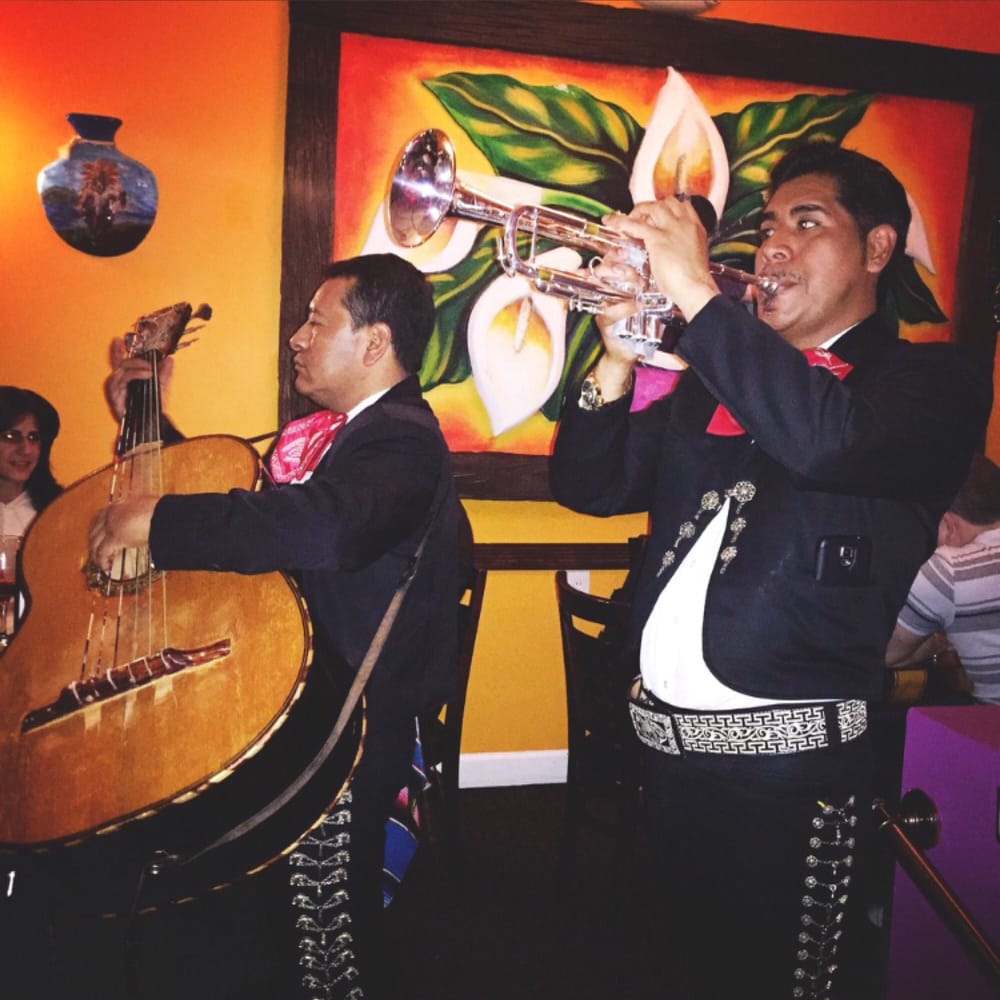 Live band playing for someone's birthday before they disperse just as