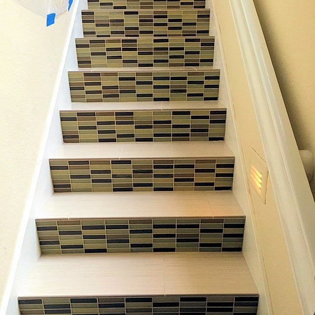 Stairs With Gl Mosaic Tile Risers And Custom Bullnose Stair Photo Of Floor Gallery Mission Viejo Ca United States Stairs With Gl