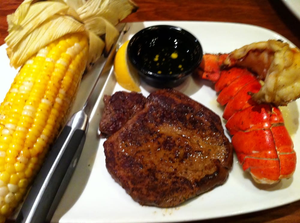 Flo's filet (well done), lobster tail and fire grilled cornonthecob