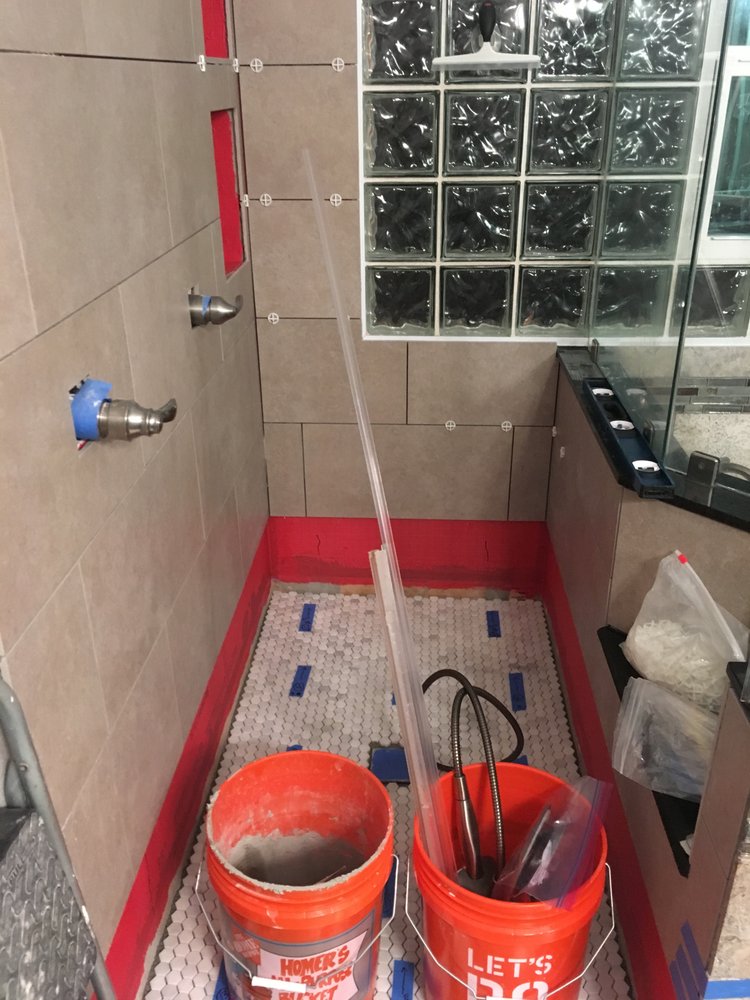 During Art Working His Magic Thorough Waterproofing Attention To Photo Of Art Tile Renovation Austin Tx United States During