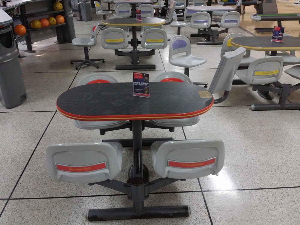 Basic Set With The Swivel Chairs Attached To Table Not My Photo Of Amf Margate Lanes Fl United States Basic Set With