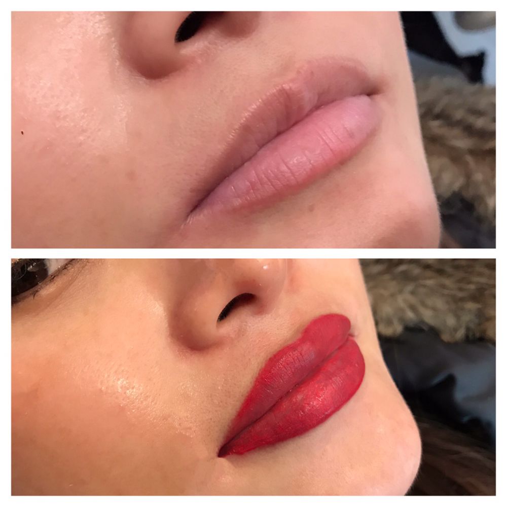 Lucia Lash full lip tattoo before and After - Yelp