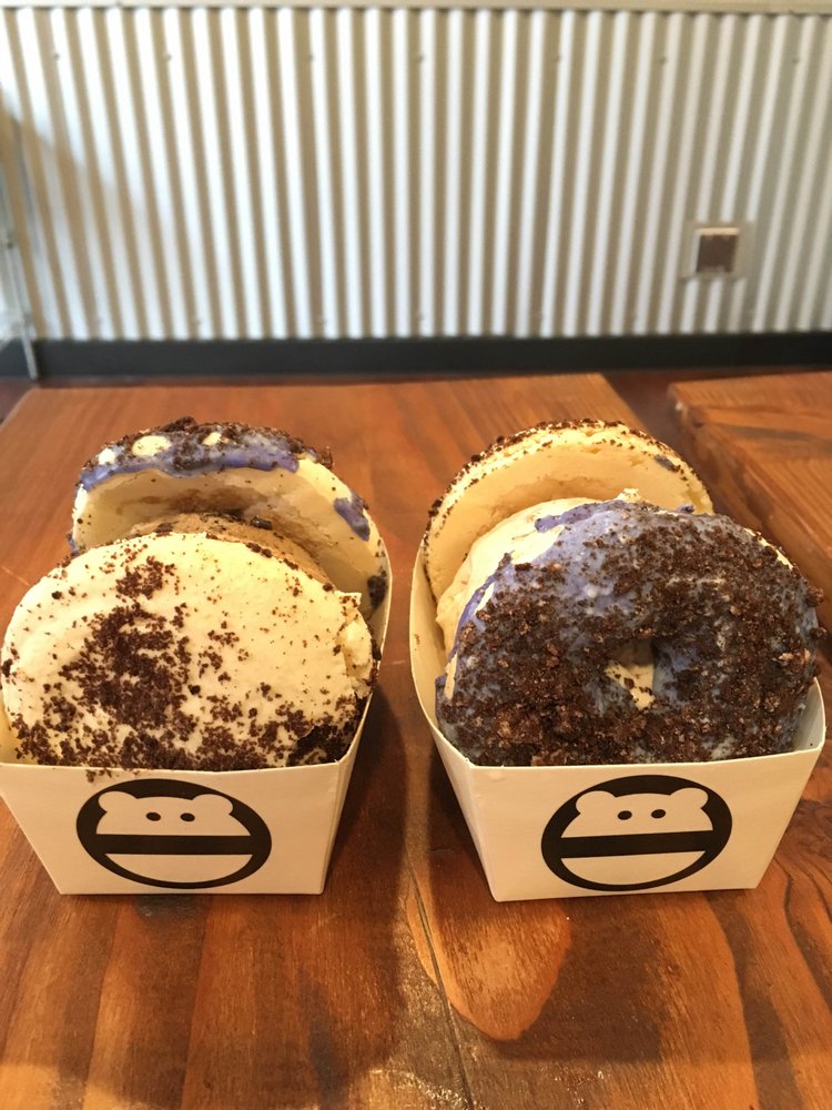 Oreo Glazed Donut Macaron Ice Cream Sandwich Yelp Photo Of Snow Monster Long Beach Ca United States Oreo Glazed Donut