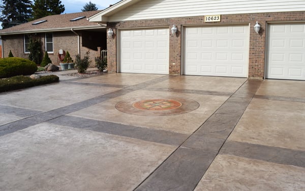 Beautiful Stamped And Stained Concrete Driveway With